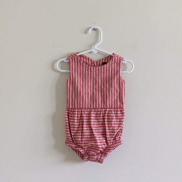 Tea Collection Peekaboo Back Romper Size 12/18m One Piece Linen Cotton Blend